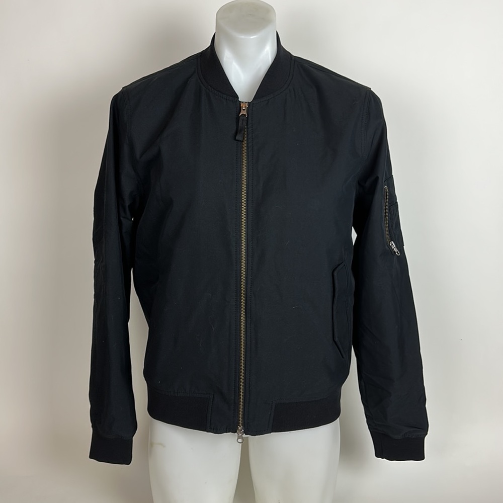 Everlane The Cotton Bomber Jacket Black Flight Lined Full Zip Men’s Size M